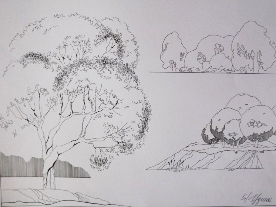 Антураж деревья фасад