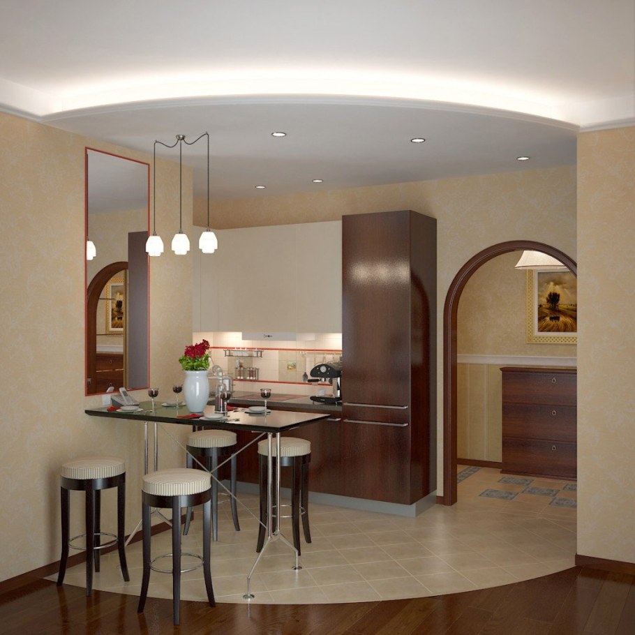 Арка разделяющая кухню и гостиную