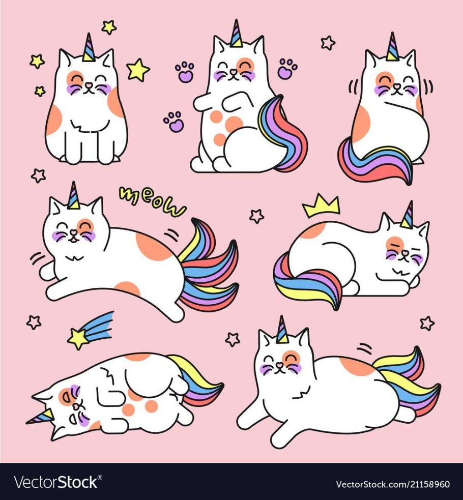 Котики Единороги наклейки