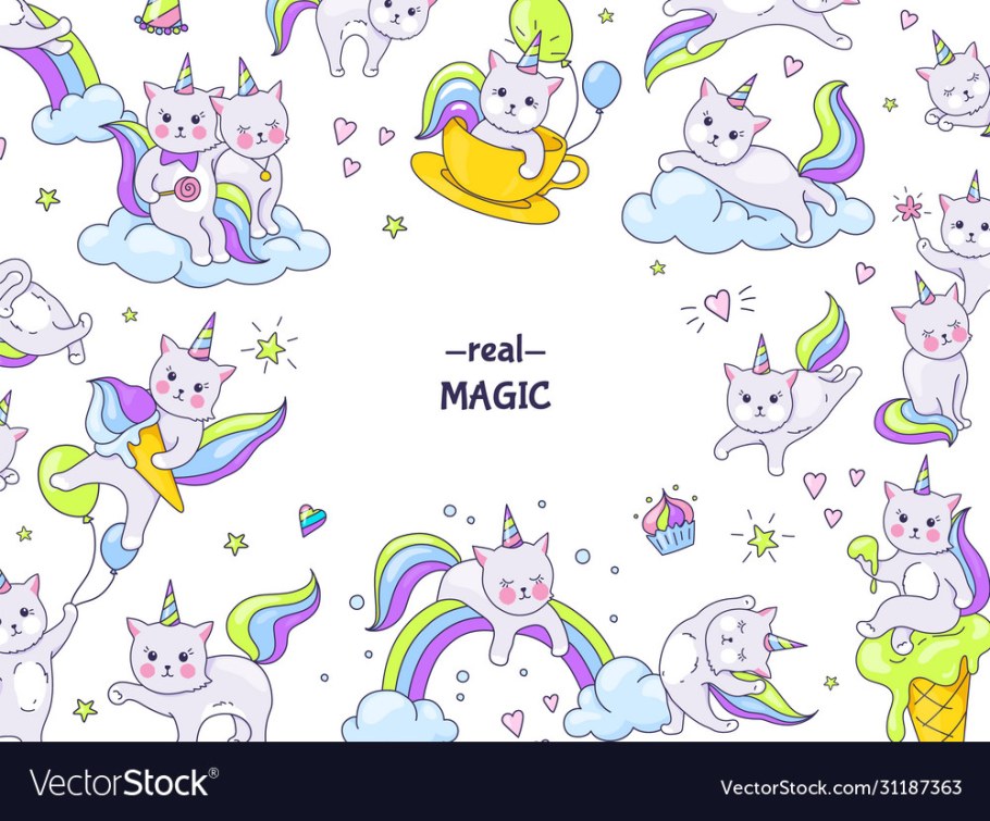 Разделители наклейки котенка, кошка, Единорог, вишня