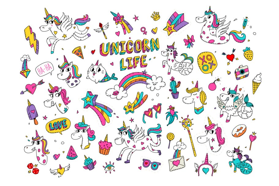 Кот Единорожка вектор