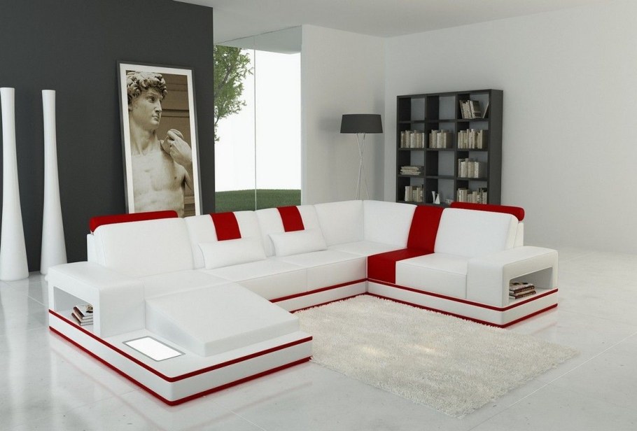 Диван красно белый