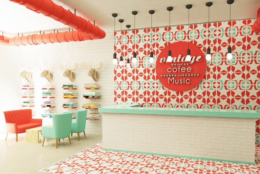 Мокап интерьера кафе