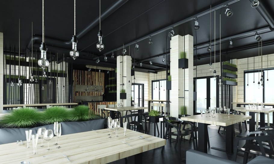 Интерьер кафе в стиле Хай тек