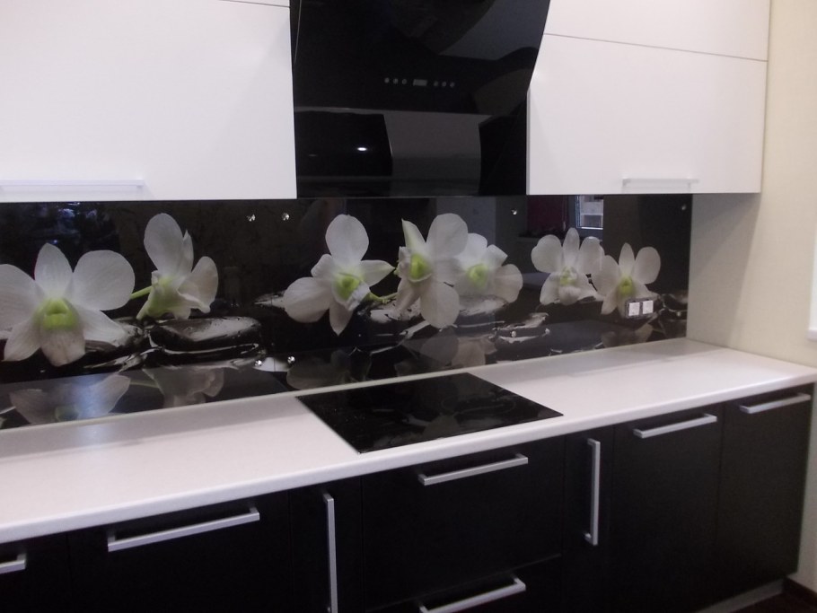 Фартук для кухни из стекла