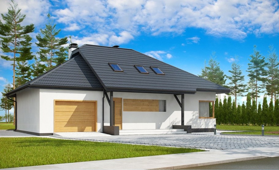 Проект z10 одноэтажный дом с террасой и гаражом