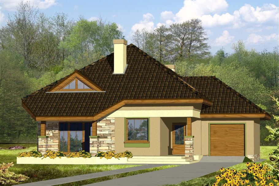 Дом с мансардой и террасой и гаражом 120м2