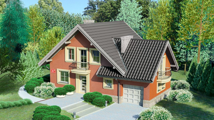 Дом с мансардой на крыше гаража