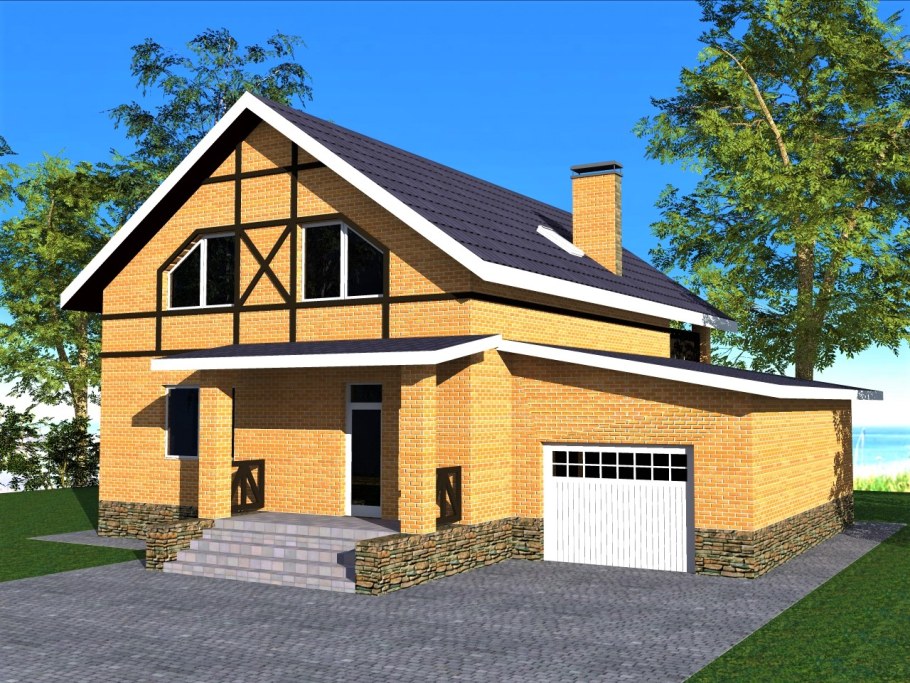 Дом с гаражом под одной крышей