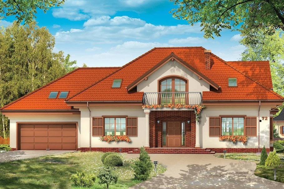 Дом с мансардой и гаражом под одной крышей 70кв