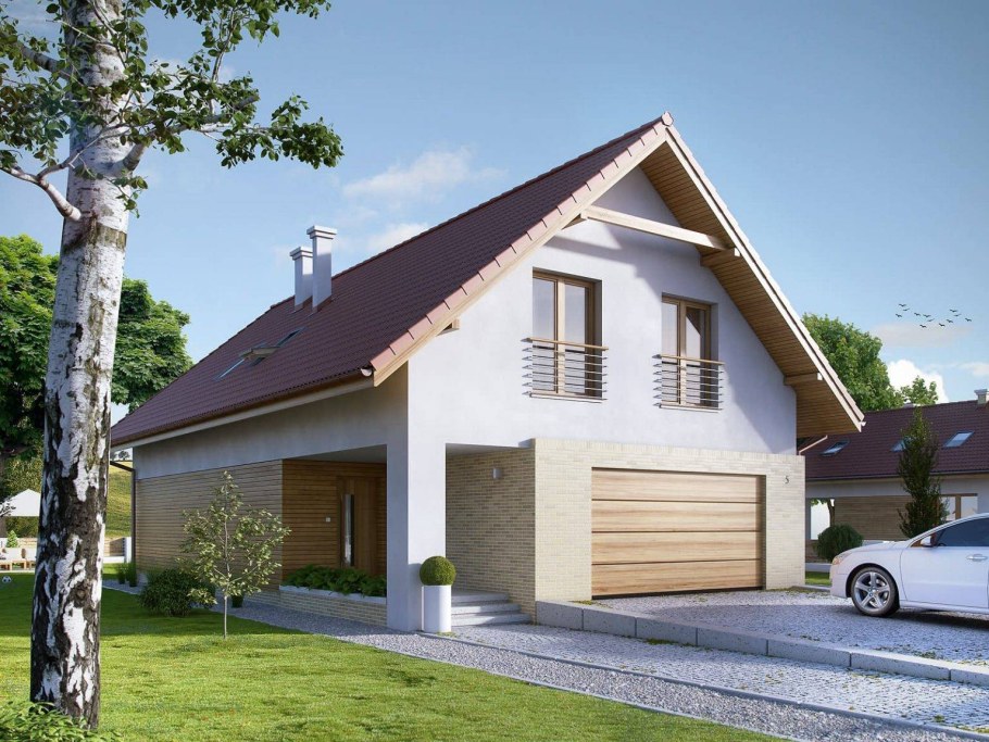 Небольшой дом с гаражом и мансардой