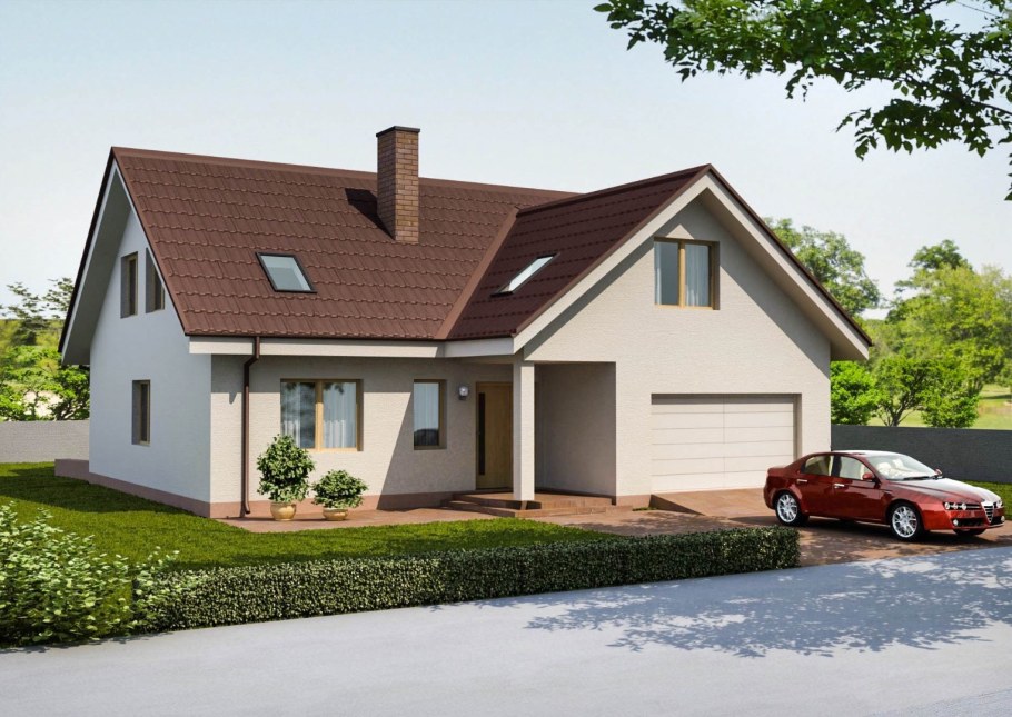 Мансардный дом с гаражом