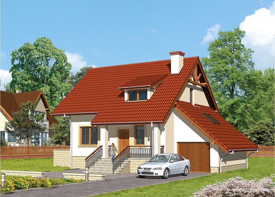 Дом с мансардой и гаражом