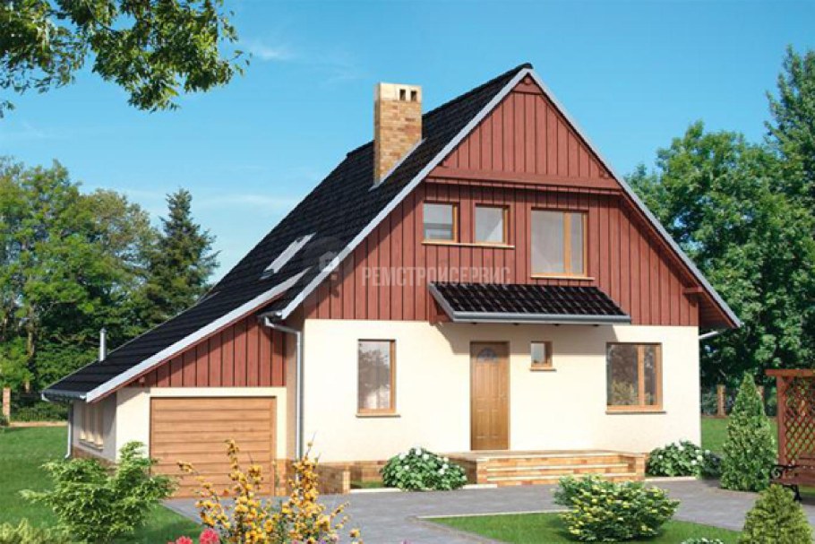 Дом с мансардой и гаражом под одной крышей