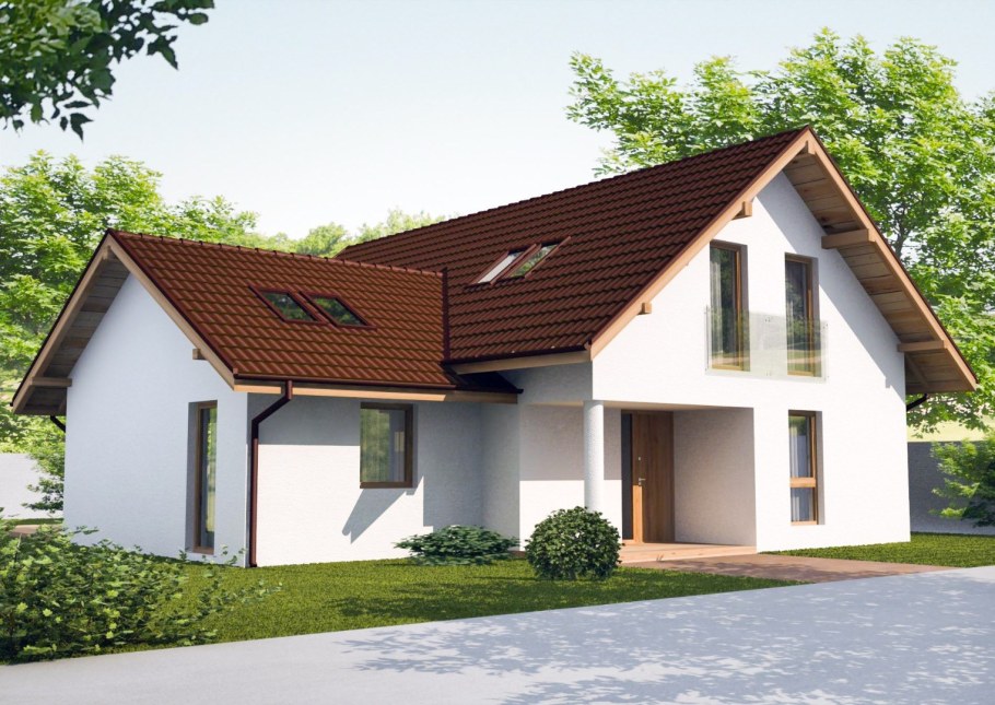 Прямоугольный дом с мансардой