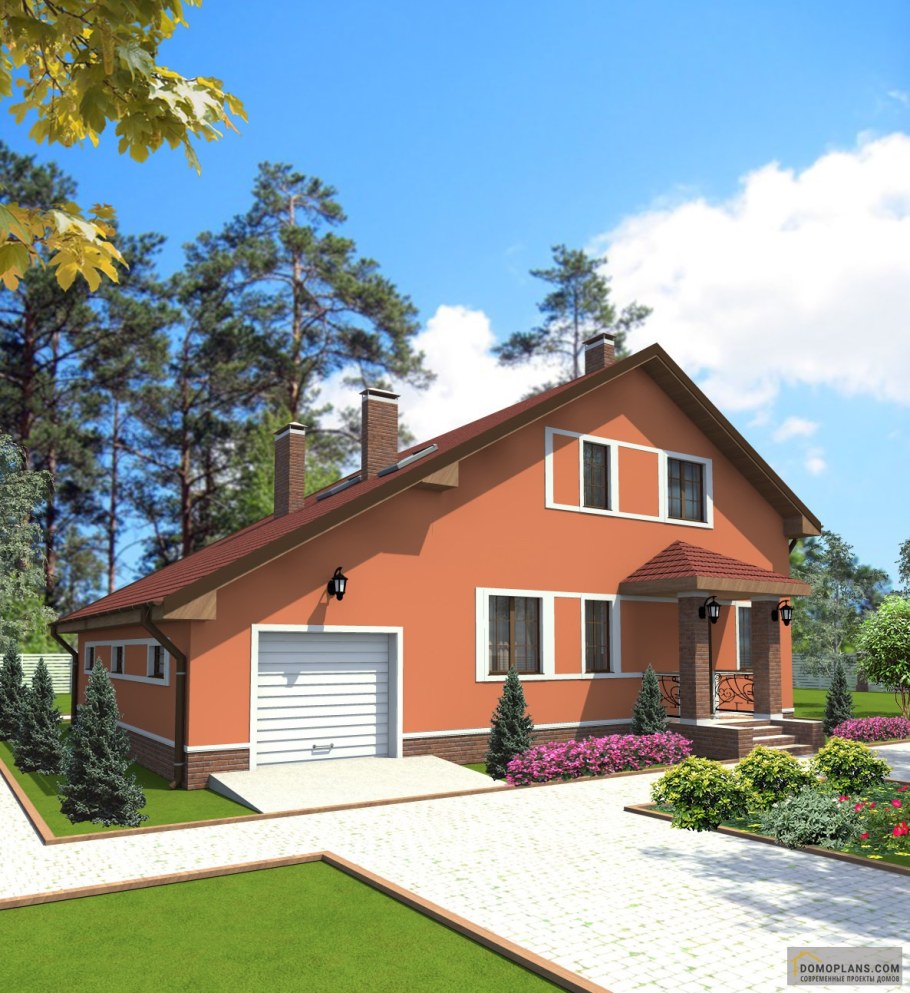 Дом с мансардой и террасой и гаражом 150м2