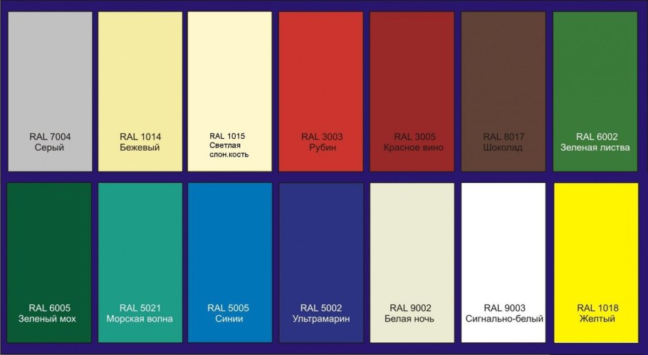 Профнастил цвета RAL