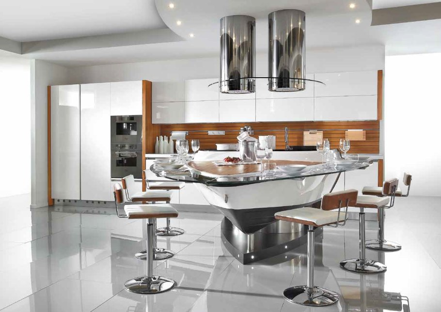 Угловые итальянские кухни Hi Tech