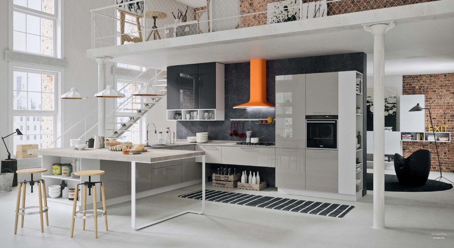 Угловая кухня лофт Италия