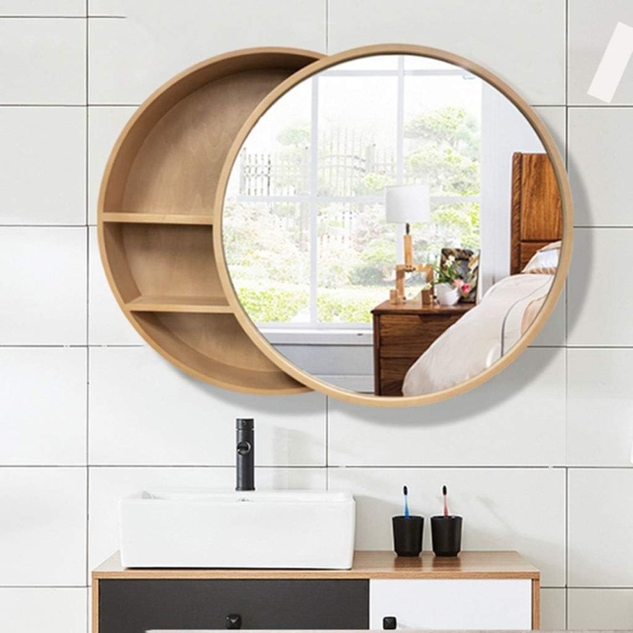Круглое зеркало шкаф в ванную