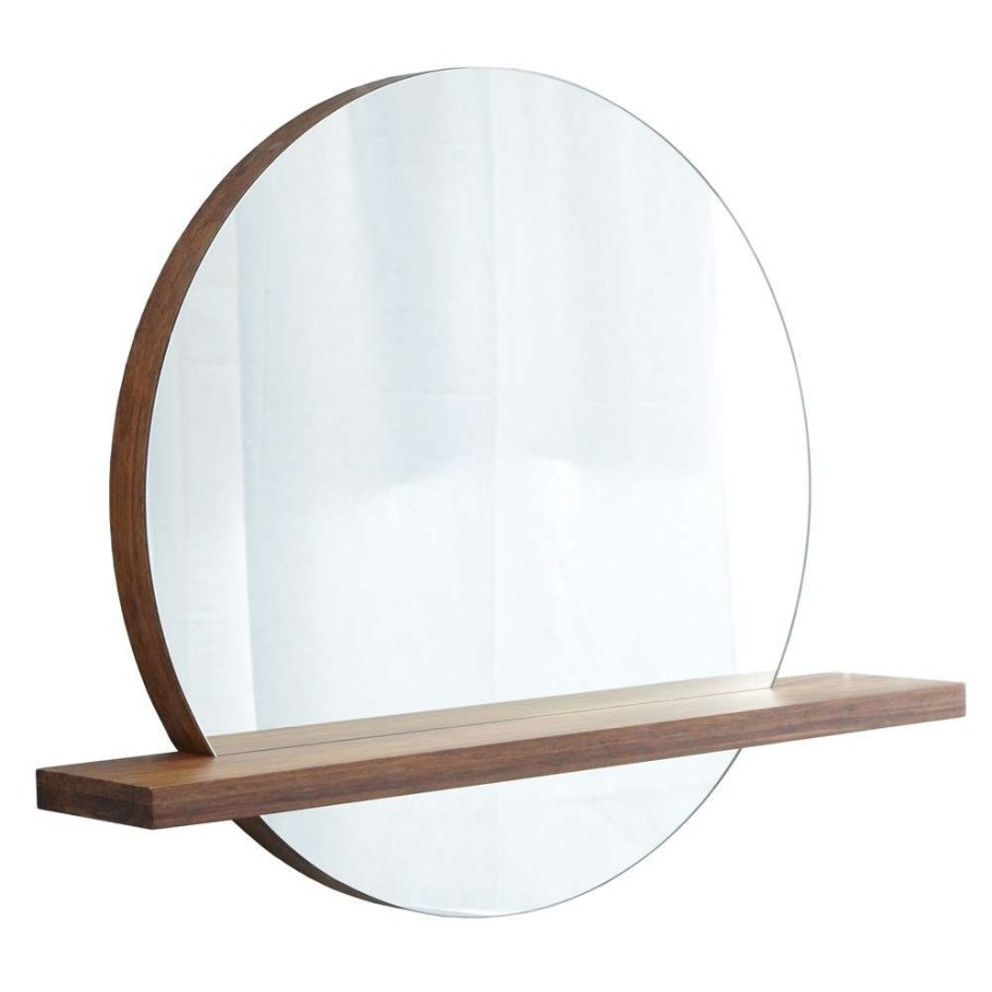 Круглое зеркало с полкой для ванной