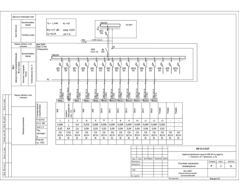 Однолинейная схема временного электроснабжения