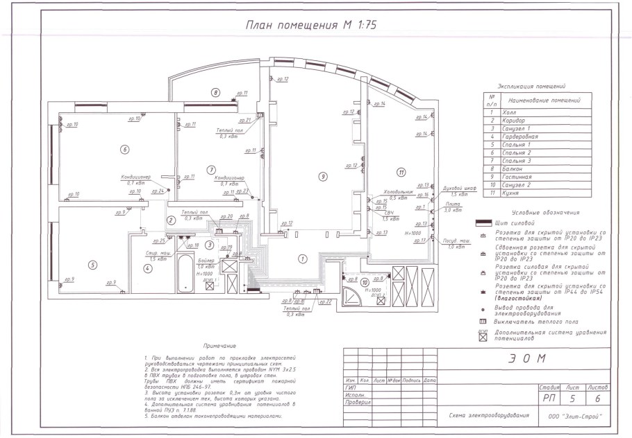 Схема электропроводки 1 комнатной квартиры 90 серии
