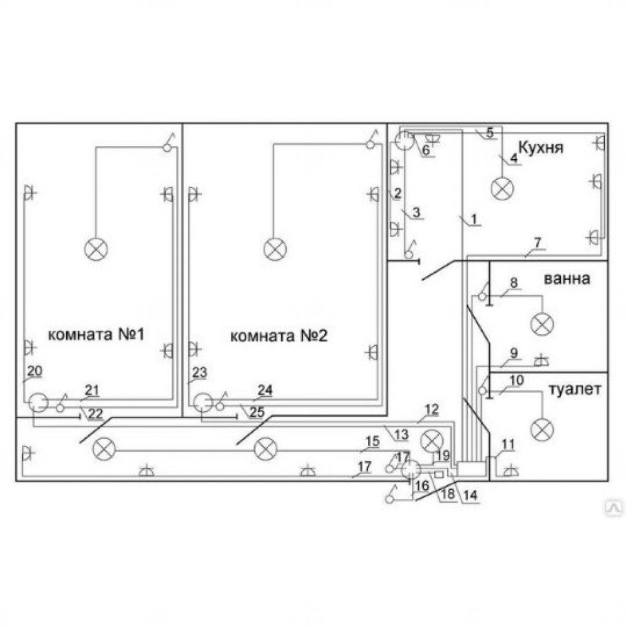 Схема разводки электропроводки розеток