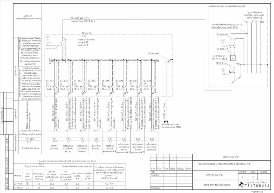 Монтажная схема разводки электропотребителей