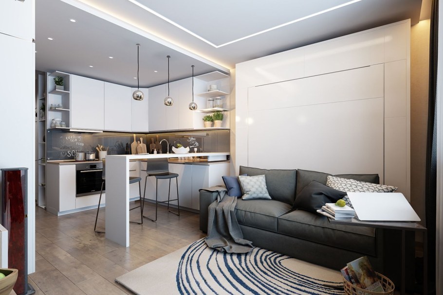 Кухня с гостинной 15кв.м планировка