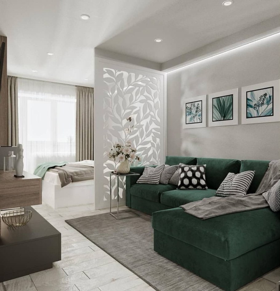 Интерьер спальни-гостиной