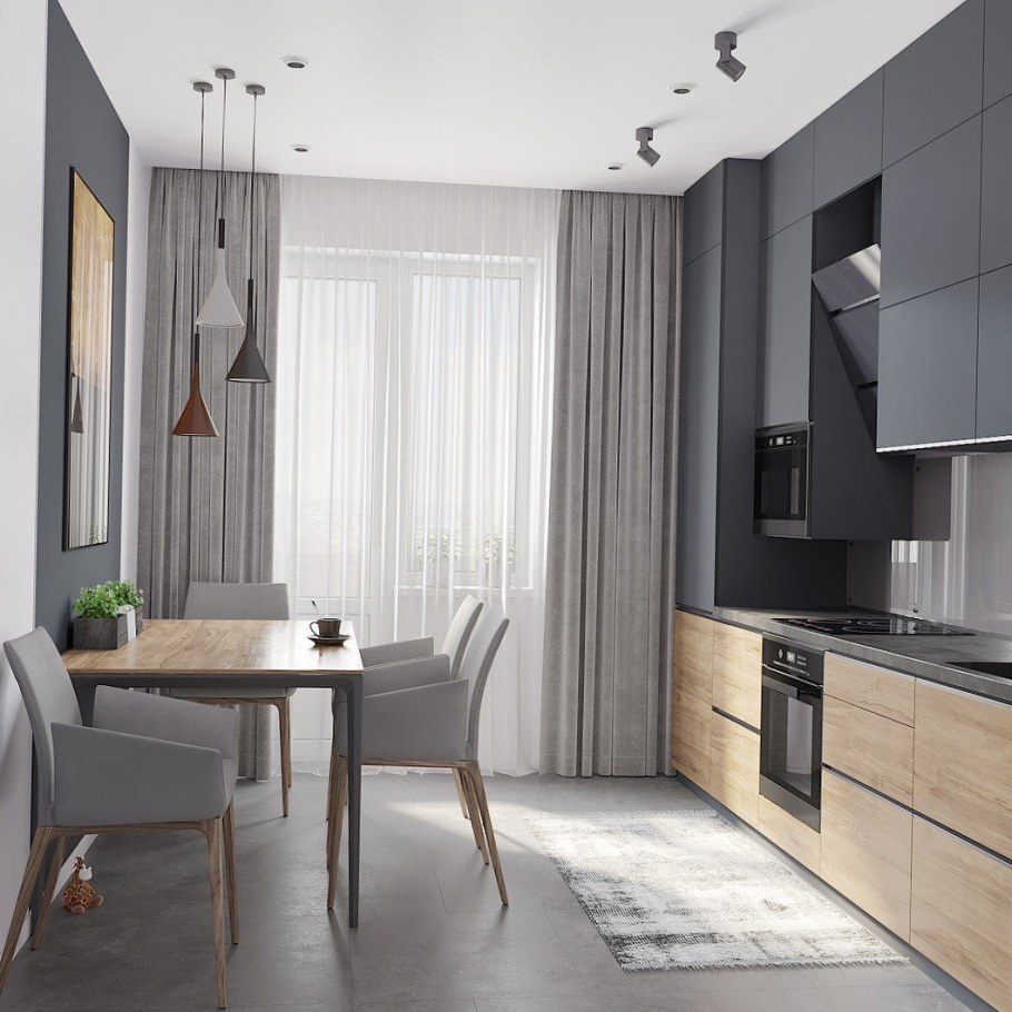 Кухня в серых тонах 10м2