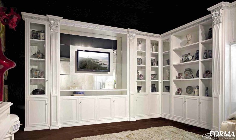 Стенка белая под ТВ Прованс Неоклассика