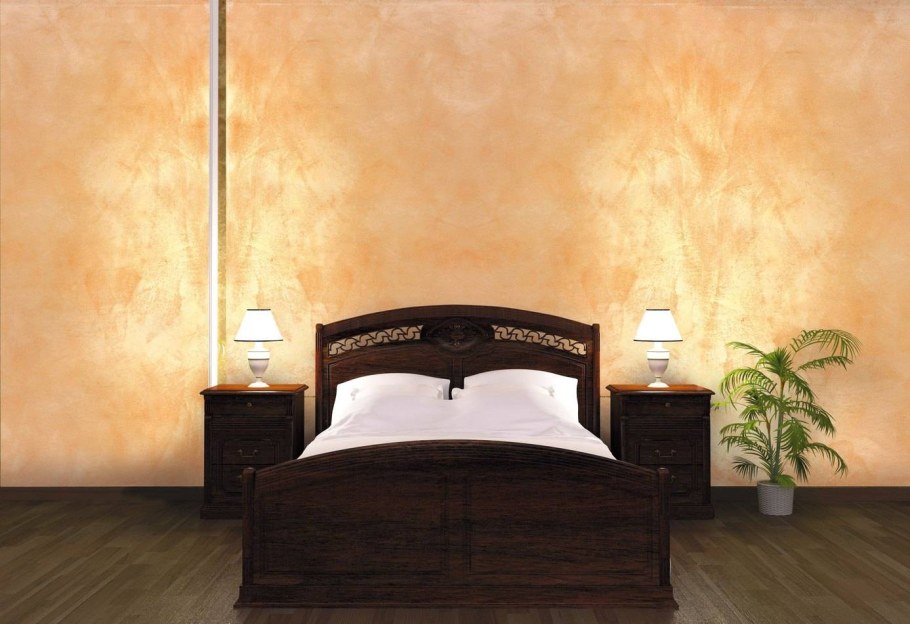 Декоративная штукатурка для внутренней отделки стен в спальне