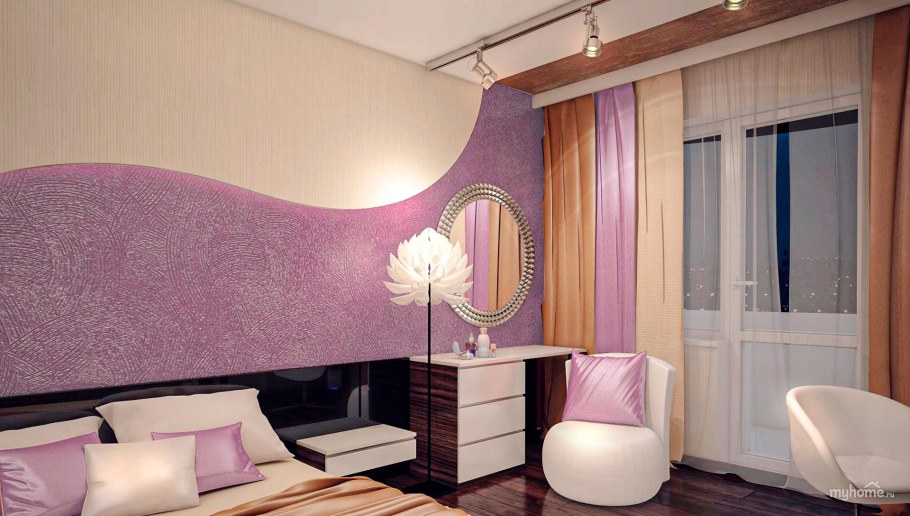 Жидкие обои в интерьере спальни