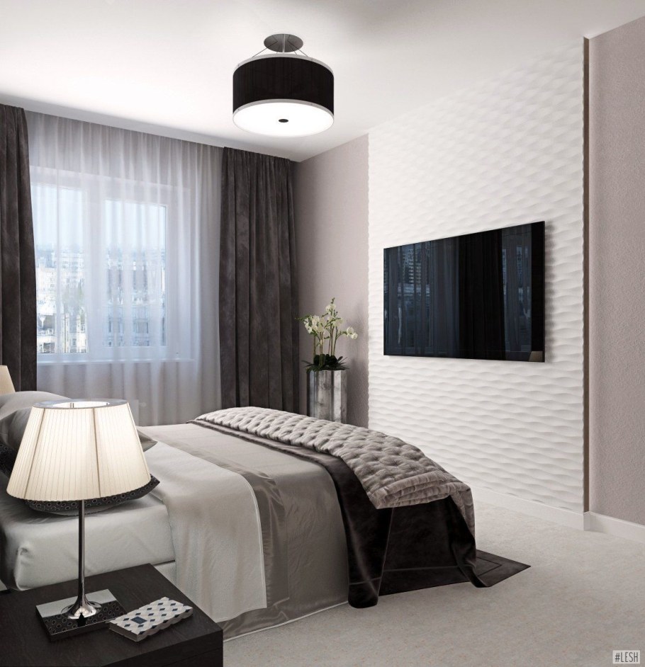 Современная спальня 12кв серая