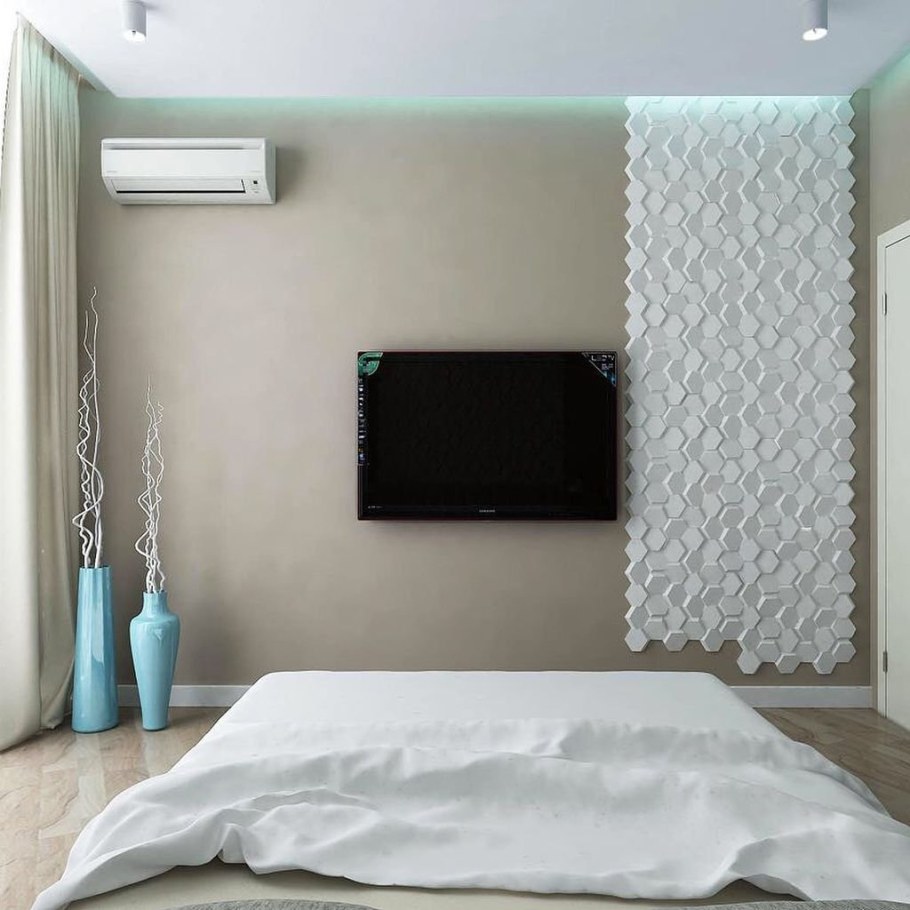 Гипсовые панели в спальне