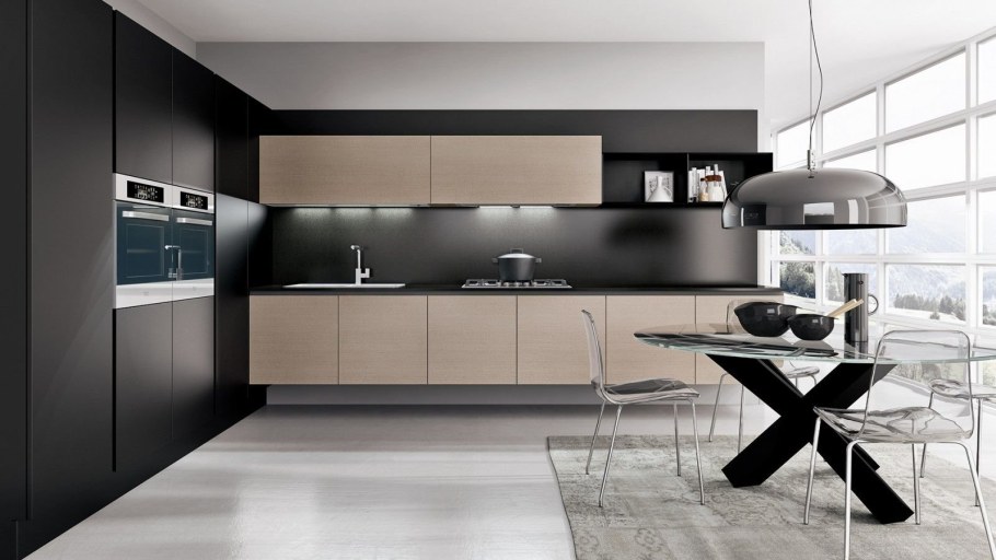 Черно бежевая кухня