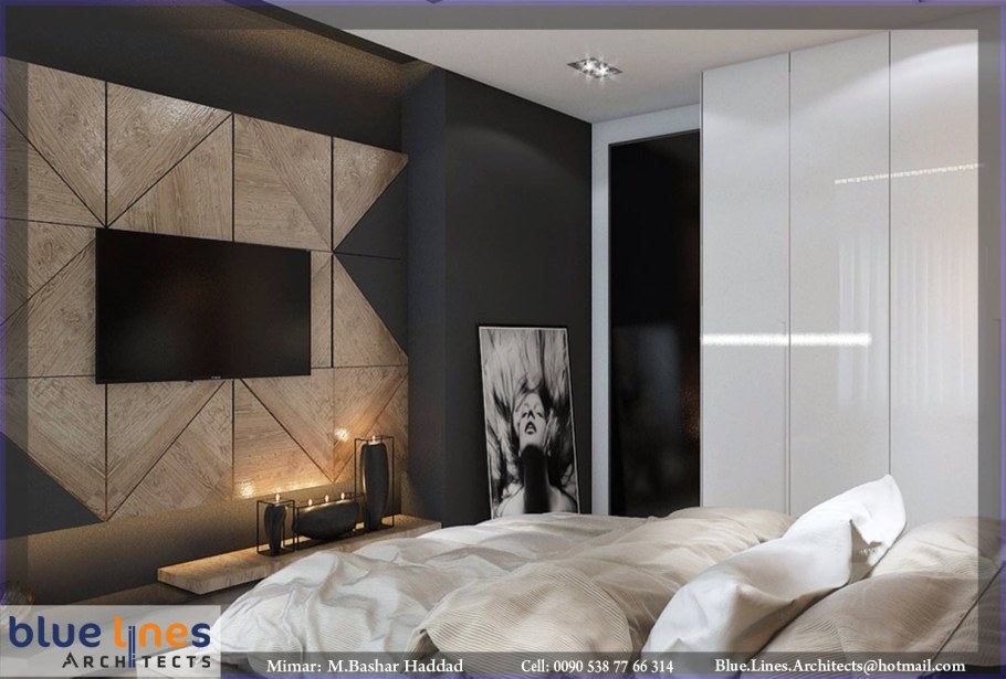 Спальня в современном стиле с телевизором