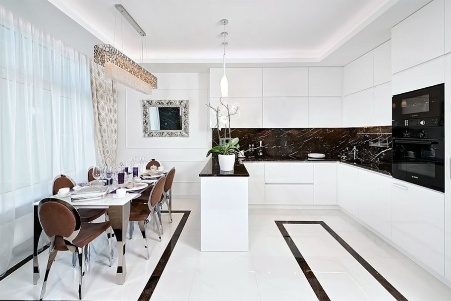 Кухня арт деко белая