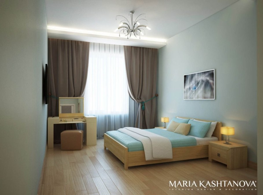 Спальня в холодных бежевых оттенках