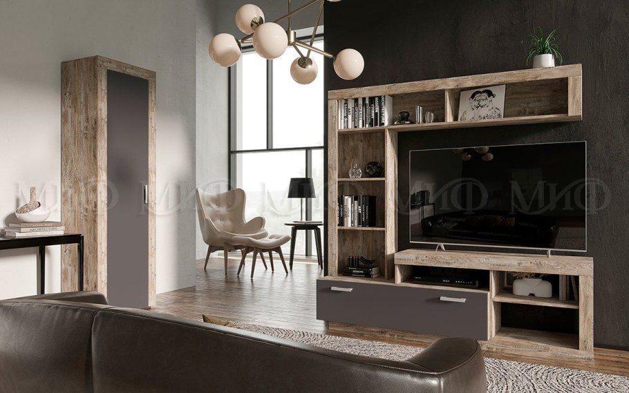 Ангара комод графит дуб Юкон