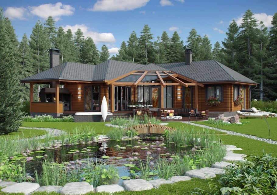 Баня с беседкой и барбекю