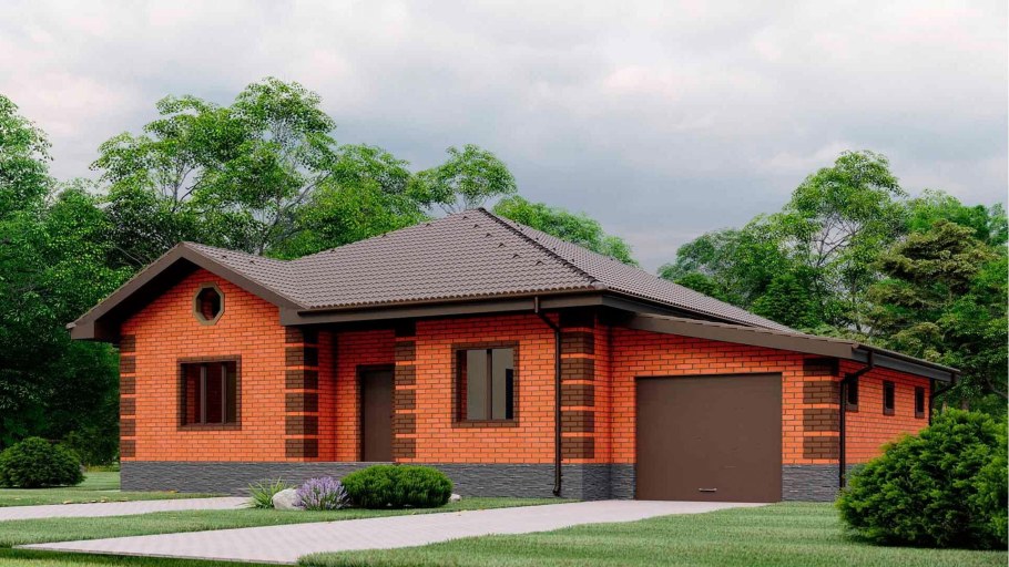 Кирпичный одноэтажный дом 140кв