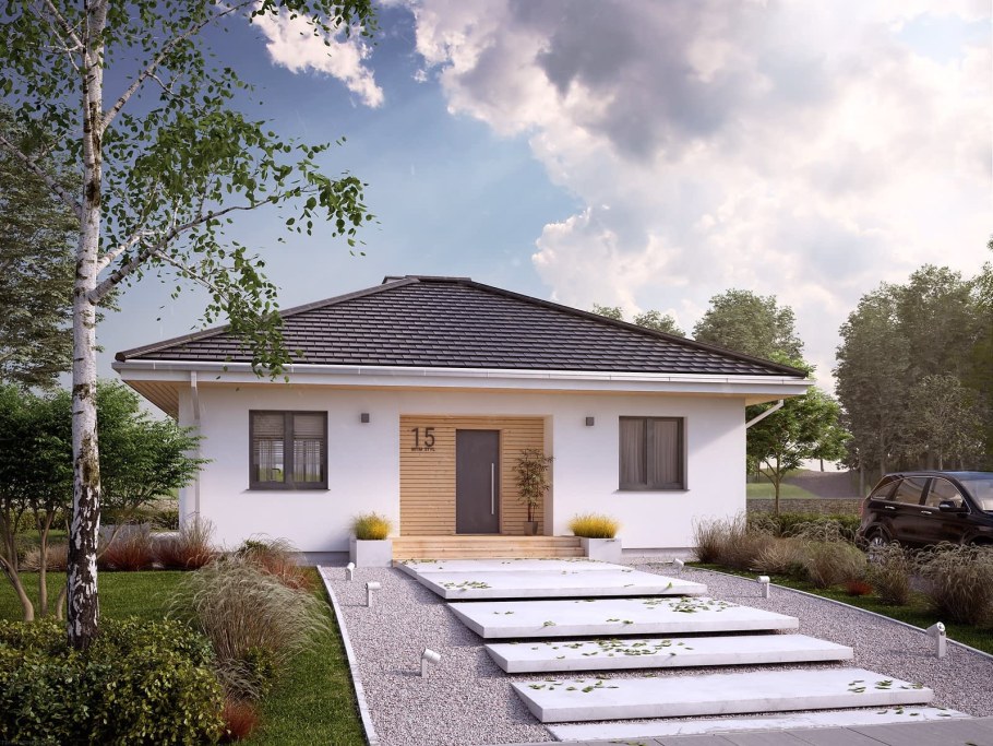 Одноэтажный дом с толстой подшивкой