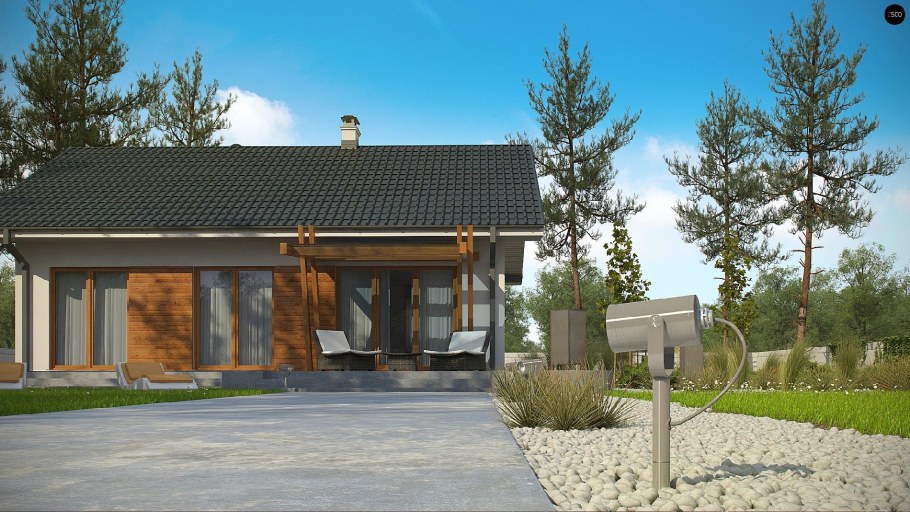 Дом из газобетона в скандинавском стиле одноэтажный