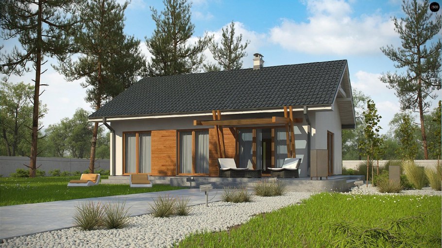 Одноэтажный дом с террасой проекты из газобетона 100м2