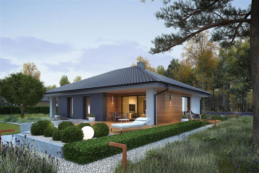 Одноэтажный дом 120кв с террасой