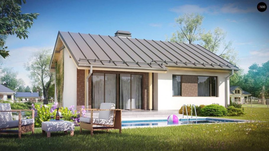 Одноэтажный каркасный дом 50 кв м