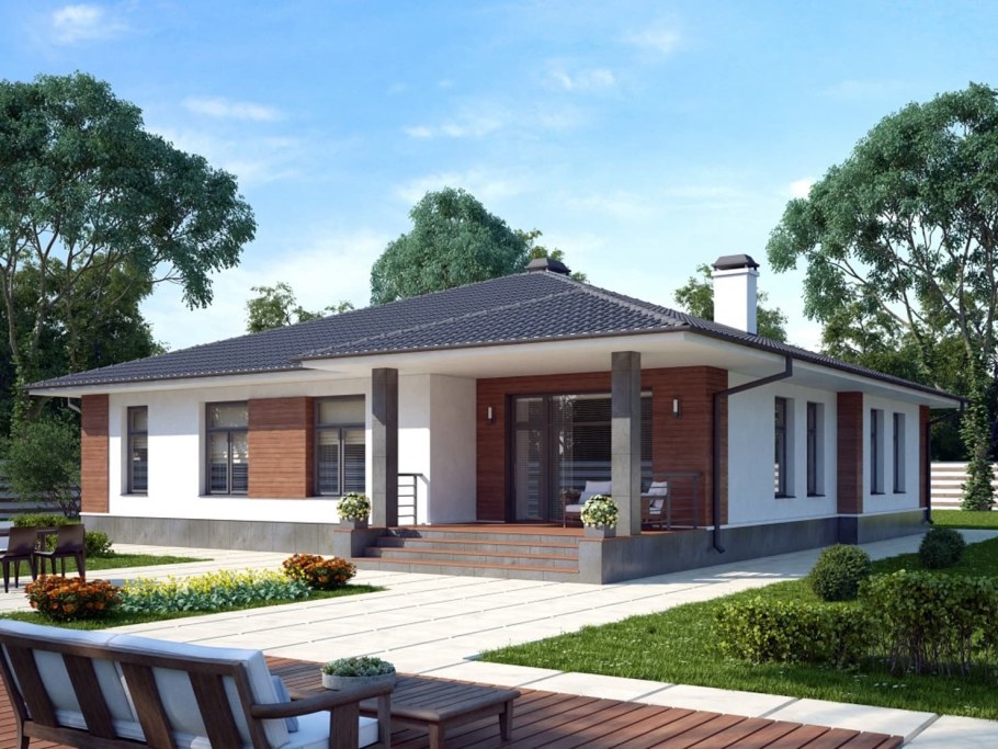 Z500 проекты одноэтажных домов с террасой